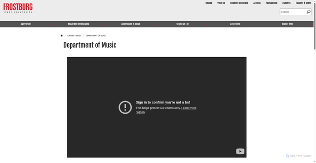 Security scan screenshot of https://music.frostburg.edu