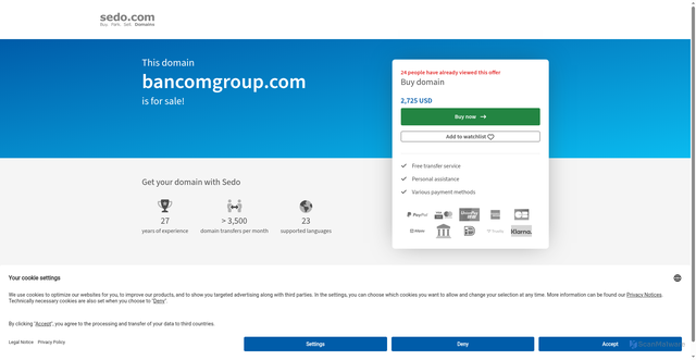 Security scan screenshot of http://support.bancomgroup.com/