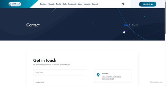 Security scan screenshot of https://bank3.larrytech.dev/contact