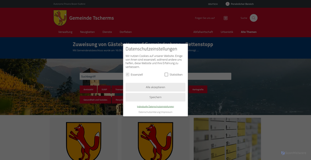 Security scan screenshot of https://www.comune.cermes.bz.it/de