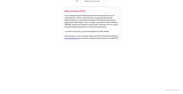Security scan screenshot of https://portal-us-ri.bankofamerica.com