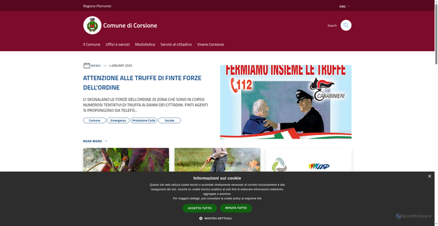 Security scan screenshot of https://www.comune.corsione.at.it