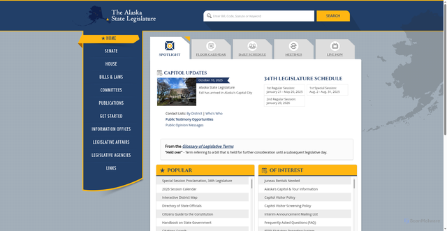 Security scan screenshot of https://akleg.gov/