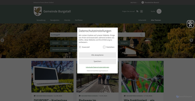 Security scan screenshot of https://www.comune.postal.bz.it/de