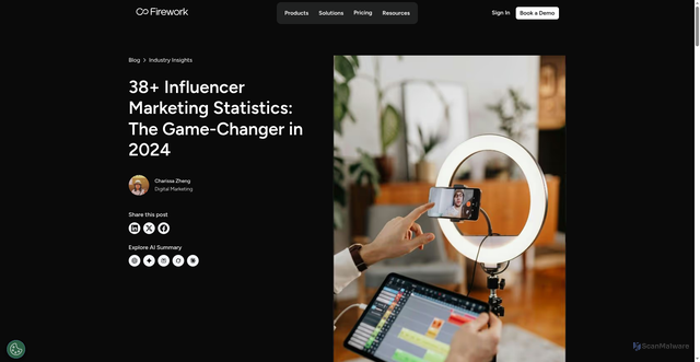 Security scan screenshot of https://firework.com/blog/influencer-marketing-statistics