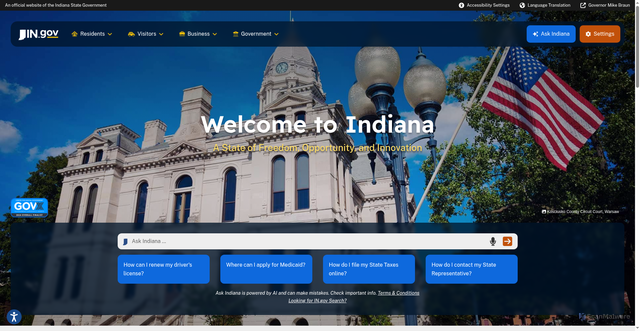 Security scan screenshot of https://www.in.gov/