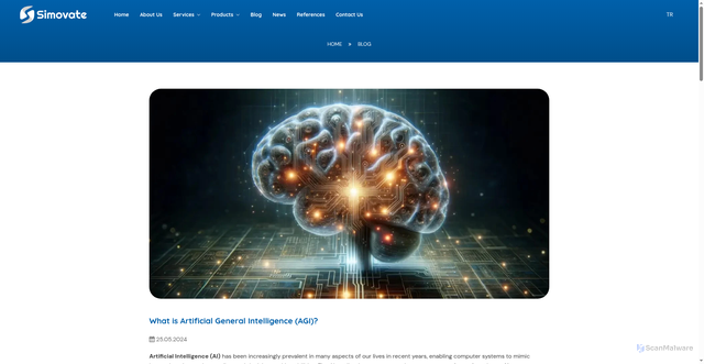 Security scan screenshot of https://www.simovate.com/en/blog/what-is-artificial-general-intelligence-agi