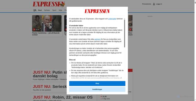 Security scan screenshot of https://Expressen.se