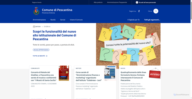 Security scan screenshot of https://www.comune.pescantina.vr.it/