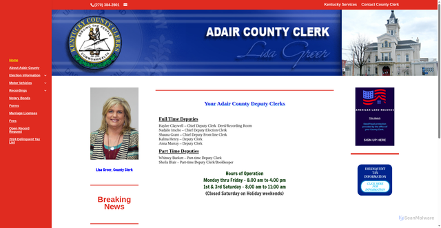 Security scan screenshot of https://adaircoclerkky.gov/