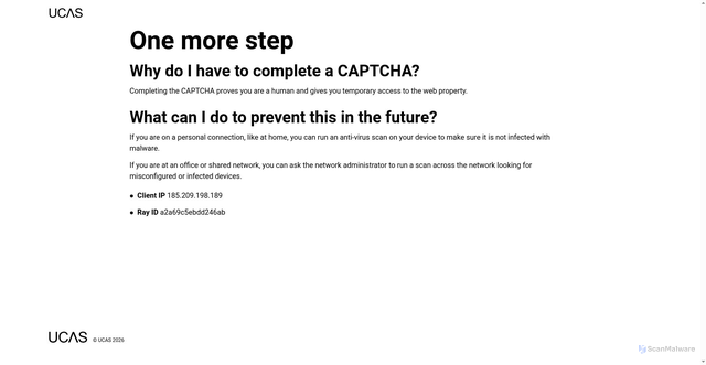 Security scan screenshot of https://accounts.ucas.com/account/login