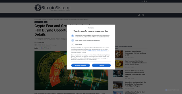 Security scan screenshot of https://en.bitcoinsistemi.com/crypto-fear-and-greed-index-continues-to-fall-buying-opportunity-here-are-the-details/