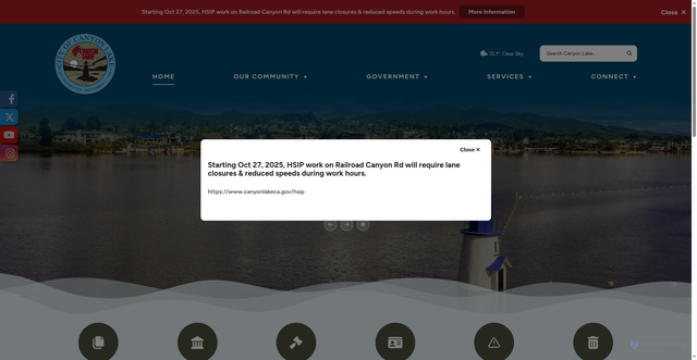 Security scan screenshot of https://www.canyonlakeca.gov/