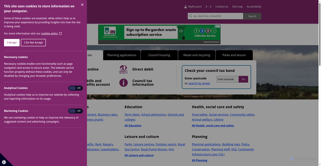 Security scan screenshot of https://www.warwickdc.gov.uk/site/