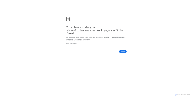 Security scan screenshot of https://dems-produsgov-stream2.clearance.network