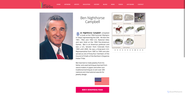 Security scan screenshot of http://denfilin.com/artists/ben-nighthorse-campbell-2/