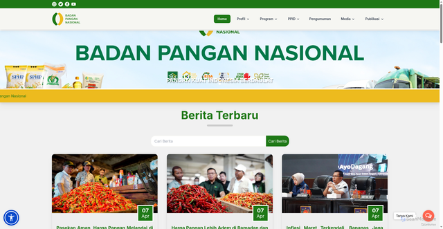 Security scan screenshot of https://badanpangan.go.id