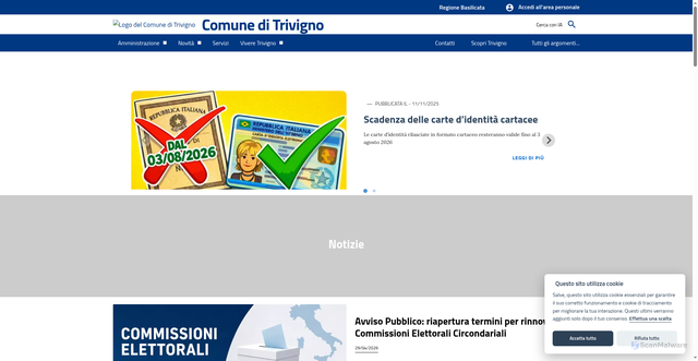 Security scan screenshot of https://www.comune.trivigno.pz.it