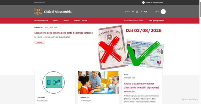 Security scan screenshot of https://www.comune.alessandria.it
