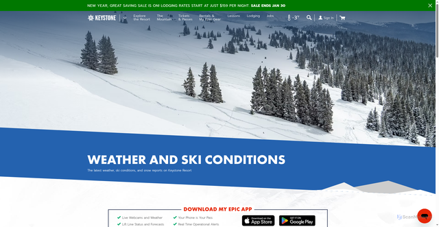 Security scan screenshot of https://www.keystoneresort.com/the-mountain/mountain-conditions/snow-and-weather-report.aspx