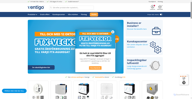 Security scan screenshot of https://ventigo24.se