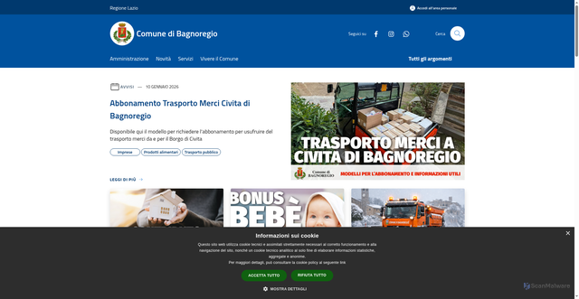 Security scan screenshot of https://www.comune.bagnoregio.vt.it/it
