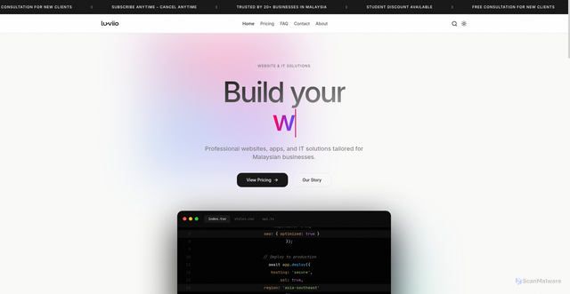 Security scan screenshot of https://luviio-com.pages.dev/