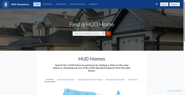 Security scan screenshot of https://www.hudhomestore.gov/