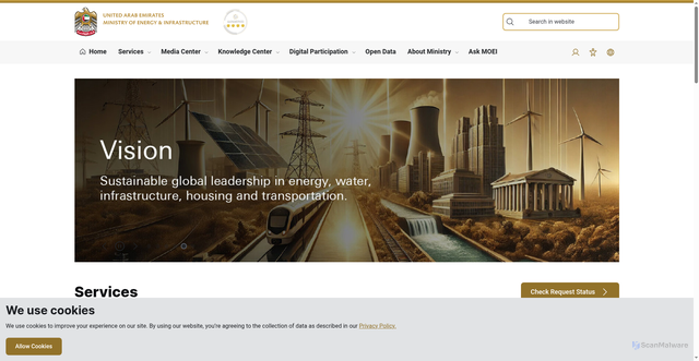 Security scan screenshot of https://www.moei.gov.ae/en/home