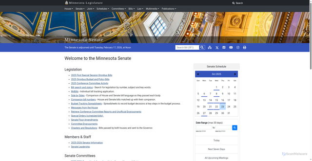 Security scan screenshot of https://www.senate.mn/