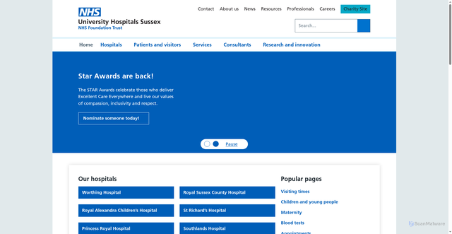 Security scan screenshot of http://www.bsuh.nhs.uk