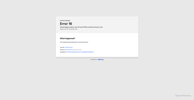 Security scan screenshot of https://streamingapi-subaru-soa-25-prod-360.mountain.siriusxm.com