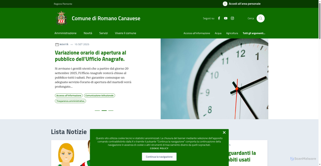 Security scan screenshot of https://comune.romanocanavese.to.it/