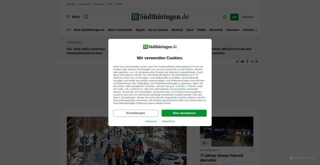 Security scan screenshot of https://www.insuedthueringen.de/