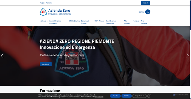 Security scan screenshot of https://www.aziendazero.piemonte.it/