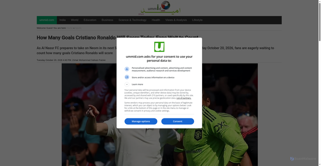 Security scan screenshot of https://www.ummid.com/news/2026/10/20/how-many-goals-cristiano-ronaldo-will-score-today-fans-wait-to-count.html