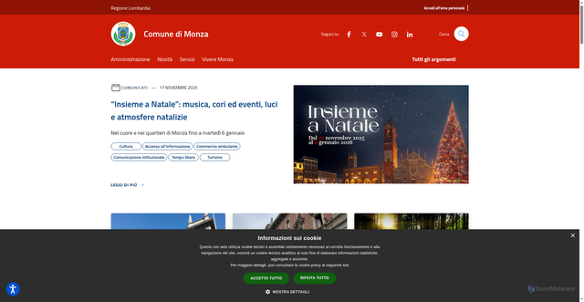 Security scan screenshot of https://www.comune.monza.it/it