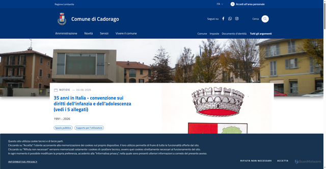Security scan screenshot of https://www.comune.cadorago.co.it