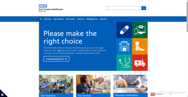 Security scan screenshot of https://www.esht.nhs.uk/