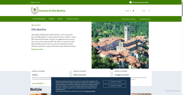 Security scan screenshot of https://www.comune.villabasilica.lu.it/
