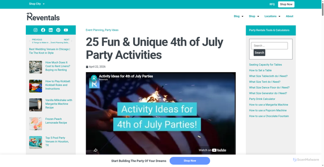 Security scan screenshot of https://www.reventals.com/blog/throwing-fantastic-4th-july-party/