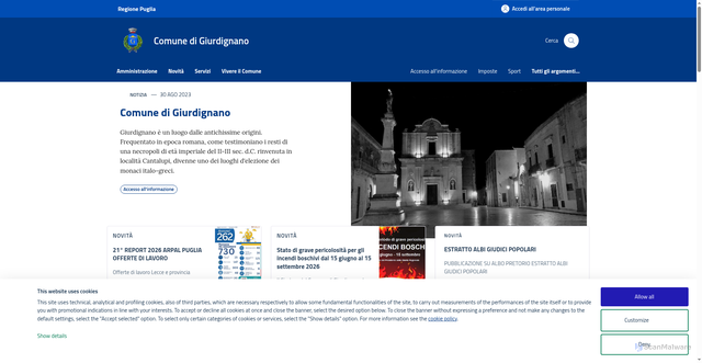 Security scan screenshot of https://www.comune.giurdignano.le.it