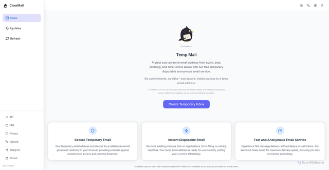 Security scan screenshot of https://crowmail.sbs/en