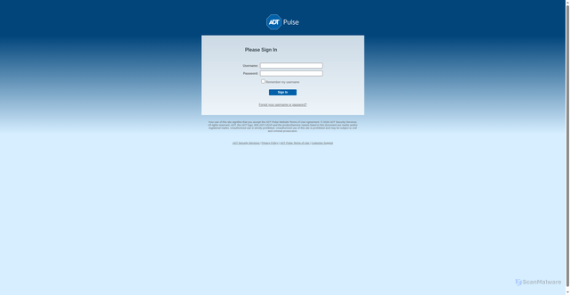 Security scan screenshot of https://portal.adtpulse.com