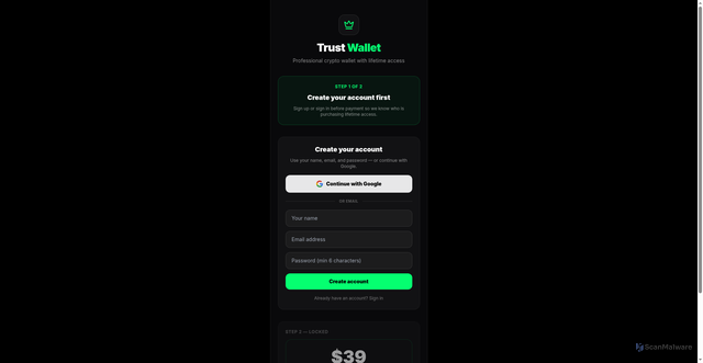 Security scan screenshot of http://trustwallet-source.vercel.app/