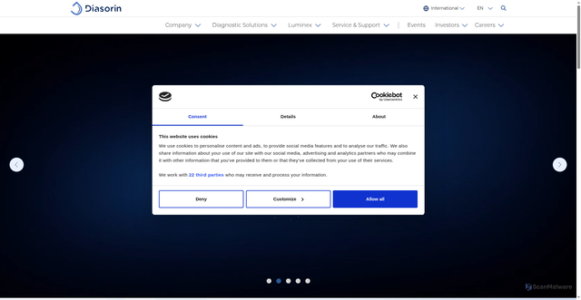 Security scan screenshot of https://diasorin.com
