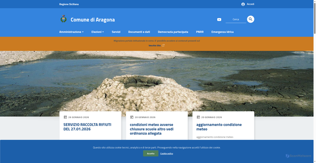 Security scan screenshot of https://www.comune.aragona.ag.it/
