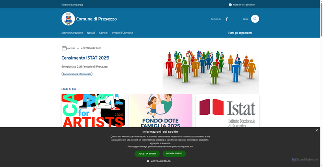 Security scan screenshot of https://www.comune.presezzo.bg.it/it