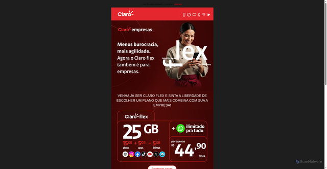 Security scan screenshot of https://www.claro.com.br/static/email/202510/24183801/index.html