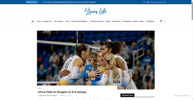 Security scan screenshot of https://bruinlife.com/ucla-falls-to-oregon-in-3-0-sweep/